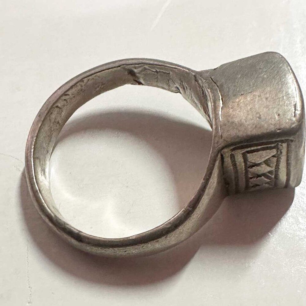 Antique Hand Forged 925 Sterling Silver Ring Middle Eastern Tribal Size 11